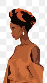 PNG African woman earring jewelry cartoon. 