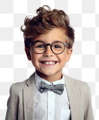 PNG Little boy wearing glasses having a party birthday portrait balloon smile. 