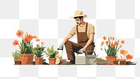 PNG Adult brearded man gardener gardening outdoors flower. AI generated Image by rawpixel.