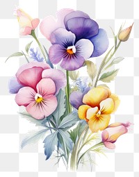 PNG Watercolor flower plant pansy inflorescence. 