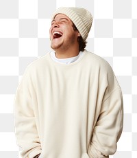 PNG Laughing sweater studio shot relaxation. 