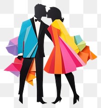 PNG Couple kissing paper origami art. 