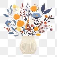 PNG Style vase dried flowers painting pattern plant. 