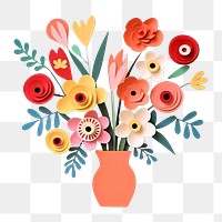 PNG Nordic style vase flower craft paper. 