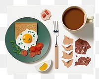 PNG English breakfast plate food fork. 