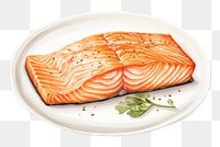 PNG Salmon plate seafood white background. AI generated Image by rawpixel.