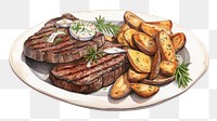 PNG Steak plate beef food. AI generated Image by rawpixel.