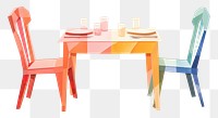 PNG Small dining table furniture painting chair. 