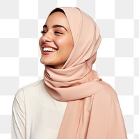 PNG Portrait fashion smiling scarf. 