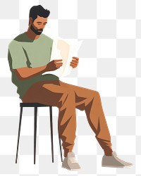 PNG Reading furniture sitting adult. AI generated Image by rawpixel.