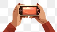 PNG Hands holding mobile game photographing photography electronics. AI generated Image by rawpixel.