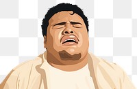 PNG Plus size male crying adult frustration portrait. 