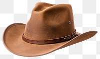 PNG Cowboy hat leather brown white background. AI generated Image by rawpixel.