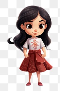 PNG Asian girl cartoon doll toy white background. AI generated Image by rawpixel.
