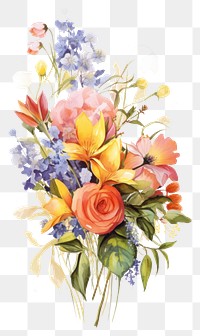 PNG Bouquet painting drawing flower. AI generated Image by rawpixel.