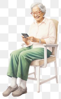 PNG Sitting reading smiling chair. 