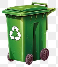 PNG Green recycle bin cartoo white background container recycling. AI generated Image by rawpixel.
