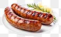 PNG Grilled German pork sausages bratwurst grilled plate. 