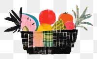 PNG Fruit basket art painting collage. 