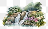 PNG Waterfall outdoors nature garden. 