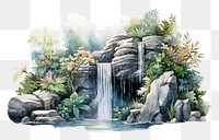 PNG Waterfall outdoors nature forest. AI generated Image by rawpixel.