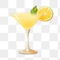 PNG Lemon cocktail martini drink fruit. 