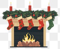 PNG Christmas socks fireplace illuminated celebration. 