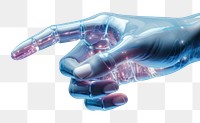 PNG Robot finger touching glass hand white background purple