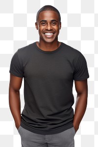 PNG Black man t-shirt smile portrait. 