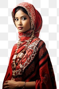 PNG Indonesia portrait fashion scarf. 