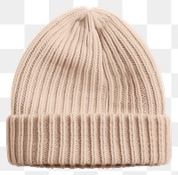 PNG Beige beanie knitted white background headwear. 