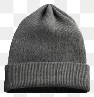 PNG Dark grey beanie knitted white background headwear. 