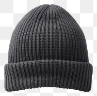 PNG Dark grey beanie knitted white background headwear. 