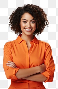 PNG Friendly smile arms crossed portrait sleeve. 