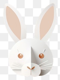 PNG A minimalist paper bunny face with large ears and simple features. The bunny face is crafted from white paper, emphasizing its cute and simple design. 