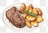 PNG Grilled beef steak plate meat food. AI generated Image by rawpixel.