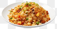 PNG Fried rice plate food white background