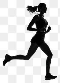 PNG Silhouette woman runner running jogging. 