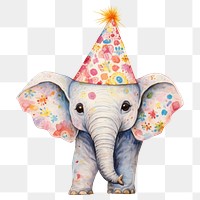 PNG Cute elephant wearing party hat drawing animal mammal. 