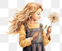 PNG Girl holding dandelion flower portrait female. 