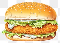 PNG Fried fish burger food white background hamburger. AI generated Image by rawpixel.