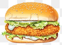 PNG Fried fish burger food white background hamburger. 