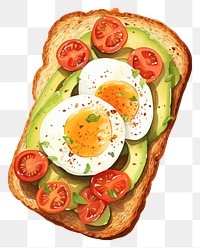 PNG Avocado tomato bread plate. AI generated Image by rawpixel.
