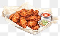 PNG Korean fried chicken paper food condiment. AI generated Image by rawpixel.