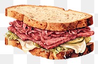 PNG Sandwich bread food beef. AI generated Image by rawpixel.