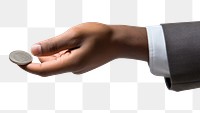 PNG Businessman's hand tossing a coin. 