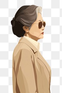 PNG Old asian woman drawing glasses sketch. 