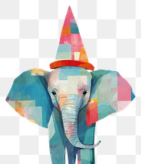 PNG Minimal simple elephant wearing party hat mammal animal representation. 