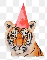 PNG Tiger wearing party hat animal mammal representation. 