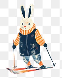 PNG Rabbit playing ski winter skiing sports. 